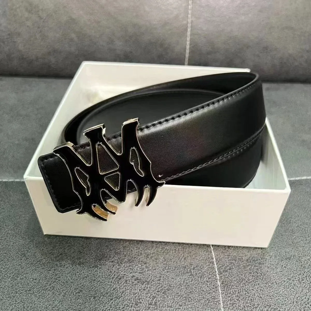 Chrome Hearts Chrome Hearts CH Plus Black/Gold Buckle Belt Black