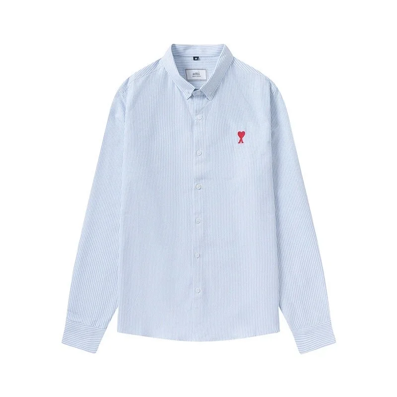 Ami Paris AMI Blue Striped Long Sleeve Shirt Blue - 1