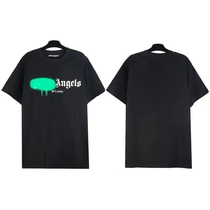 Palm Angels Palm Angels Black Green Spray 'Angels' T-Shirt Black - 1