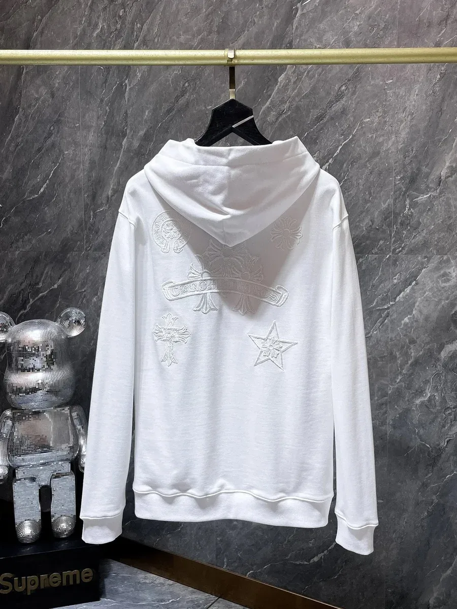 Chrome Hearts Chrome Hearts CH Cross White Embroidered Hoodie White