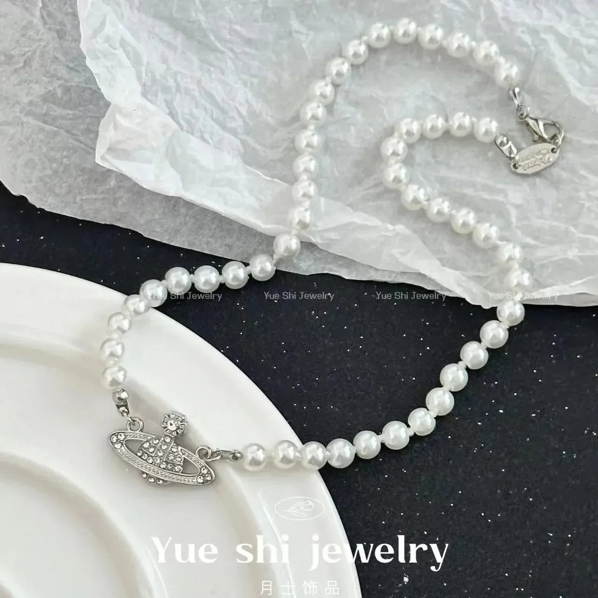 Other Classic Silver Pearl Necklace with Orb Charm Silver - 1