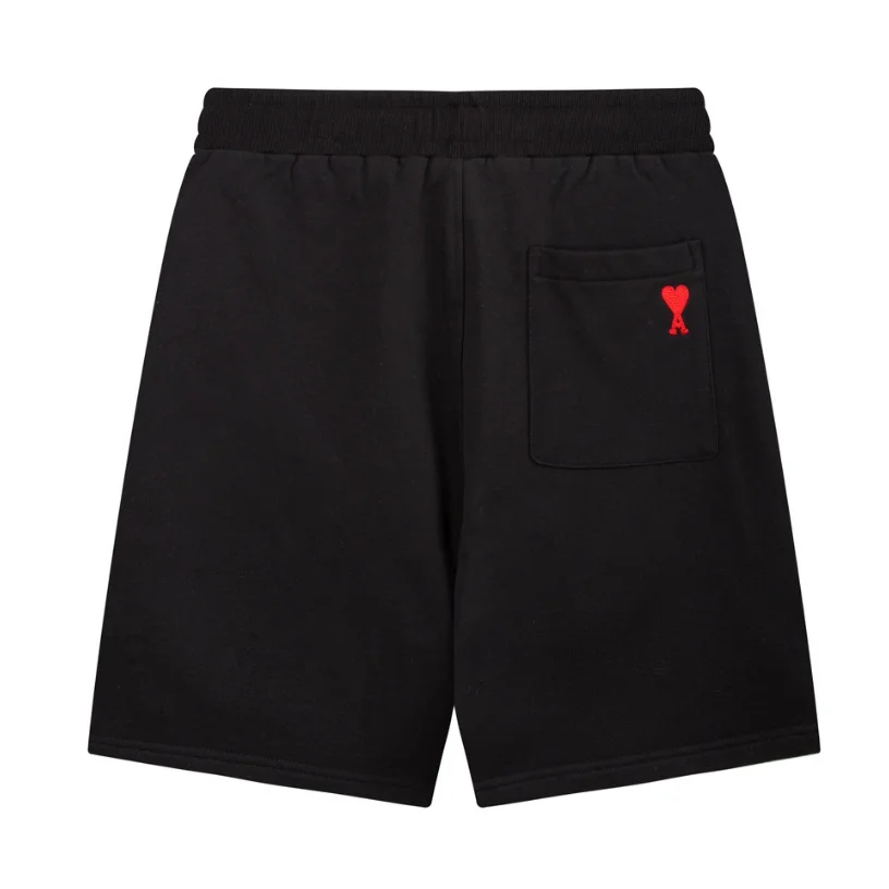 Ami Paris Ami Paris Black Red Heart Logo Shorts Black - 1