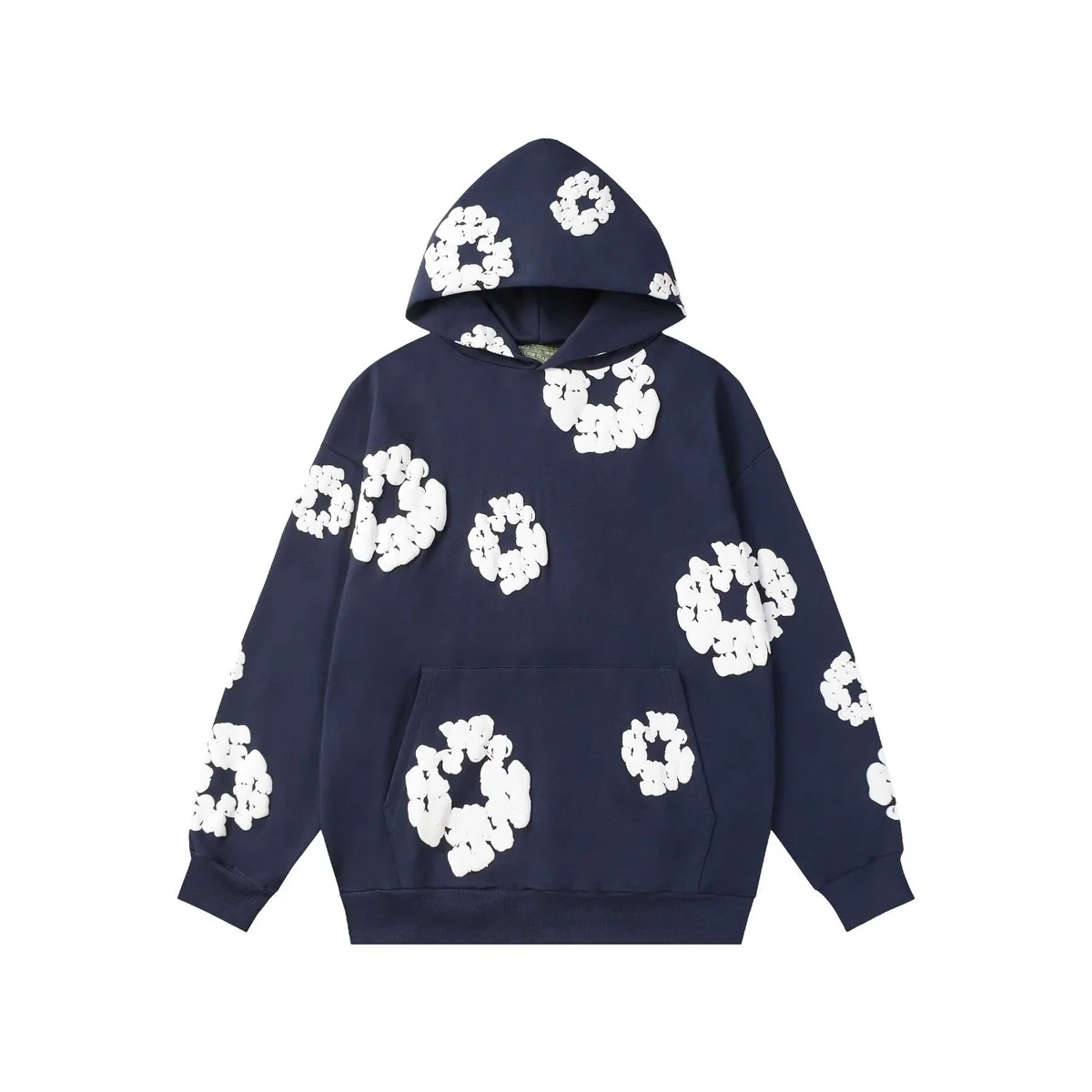 Other Navy Blue Floral Print Hoodie Navy - 1