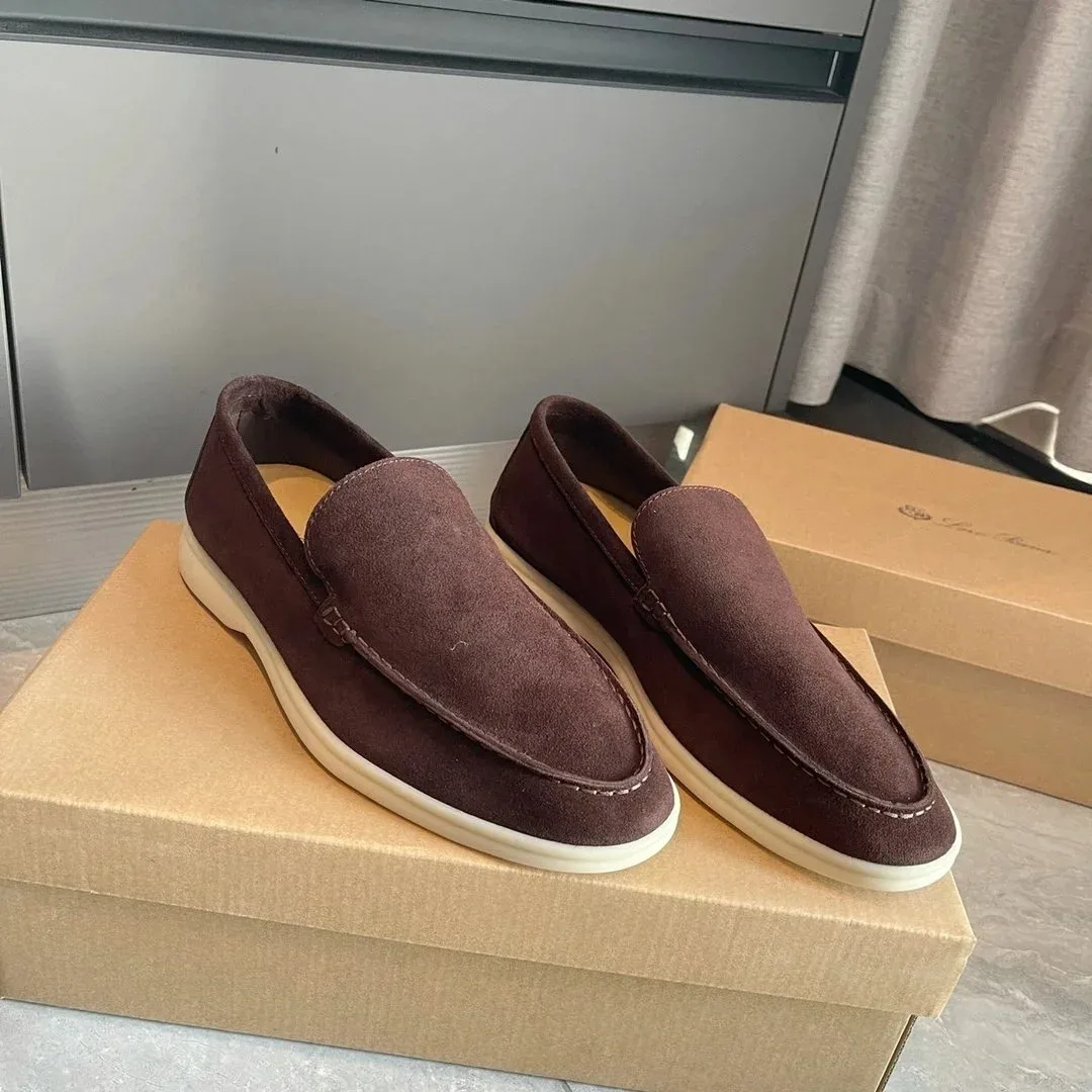Other Unisex Suede Loafers Brown Leather Loafers Brown - 1