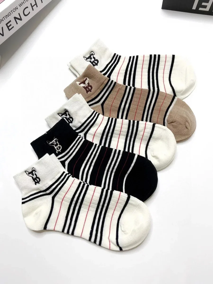 Givenchy Givenchy Striped Logo Socks Beige/Black/White Beige - 1