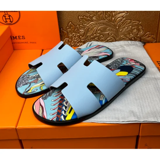 Hermès Hermès H Slide Sandals Blue Multicolor Blue