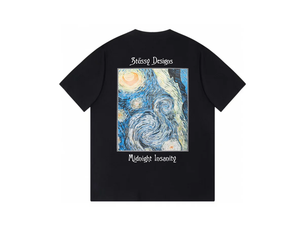 Stussy Stüssy Midnight Insanity Van Gogh T-Shirt Black Black - 1