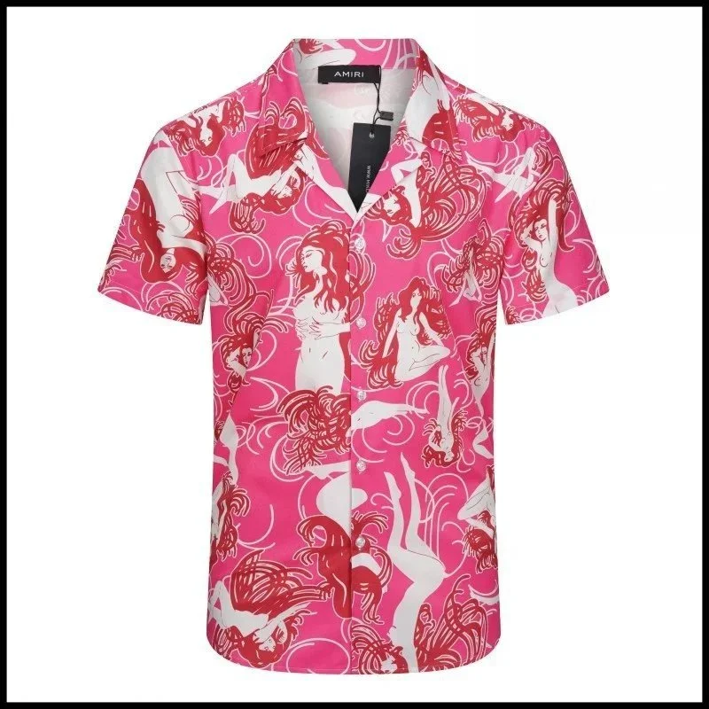 Amiri Amiri Pink Mermaid Print Short-Sleeve Shirt Pink - 1