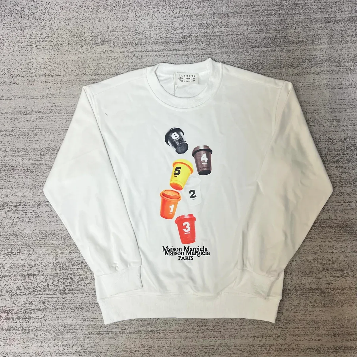 Maison Margiela Maison Margiela Coffee Cup Print Crewneck Sweatshirt White White - 1