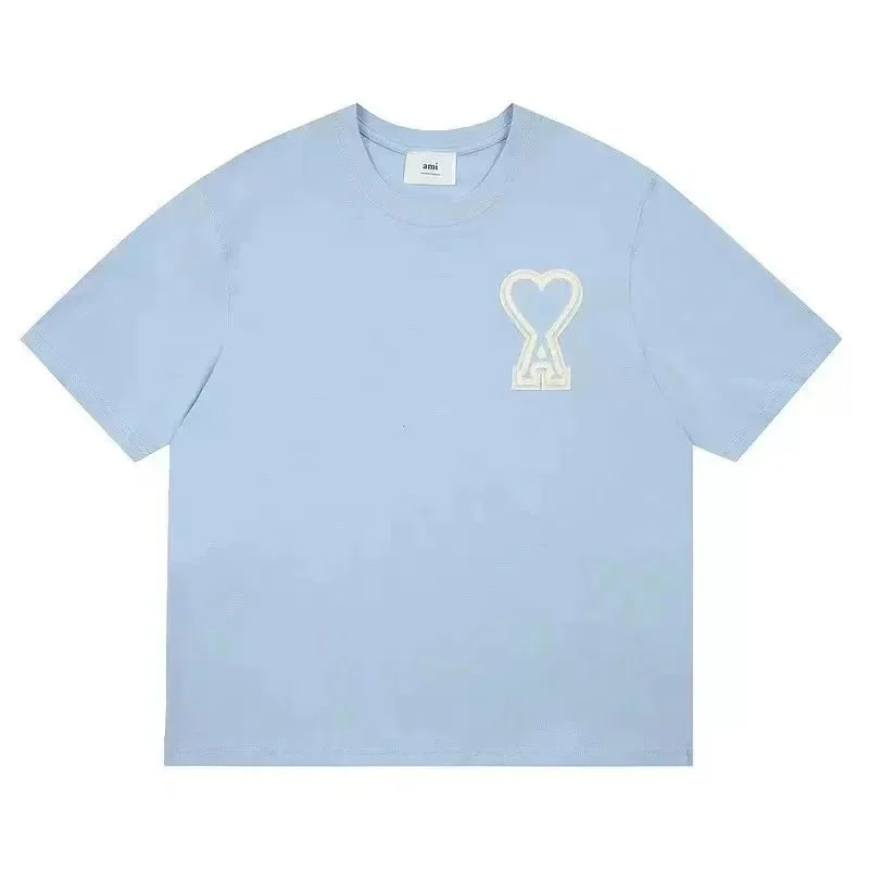 Ami Paris Ami Light Blue AM Heart T-Shirt Blue - 1