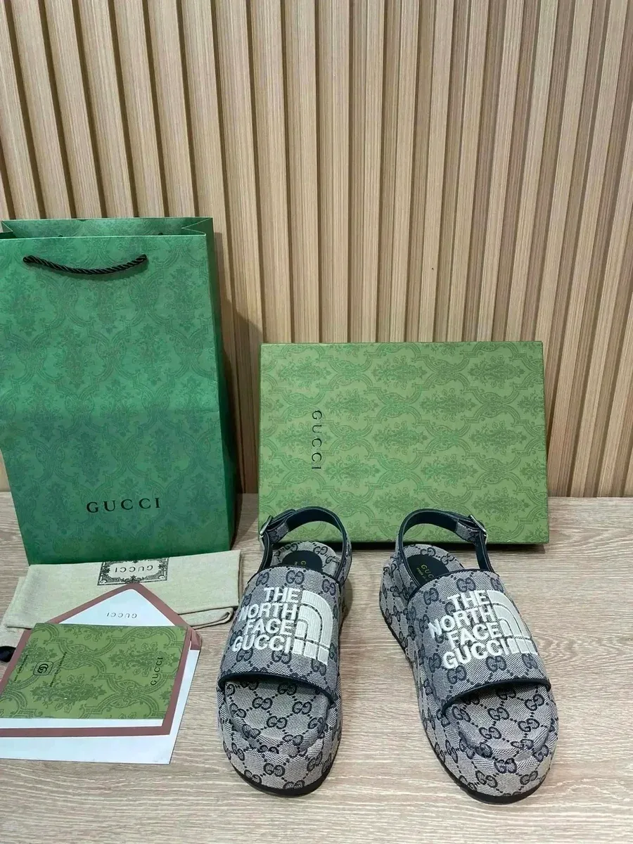 Gucci Gucci The North Face Gucci GG Canvas Sandals Grey - 1