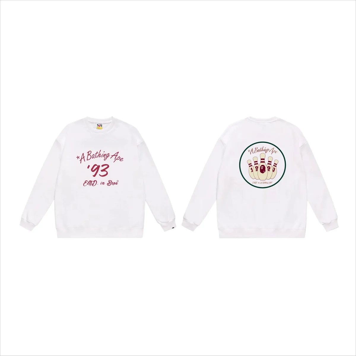A Bathing Ape A Bathing Ape '93 EMD. in Bone Crewneck Sweatshirt White White - 1