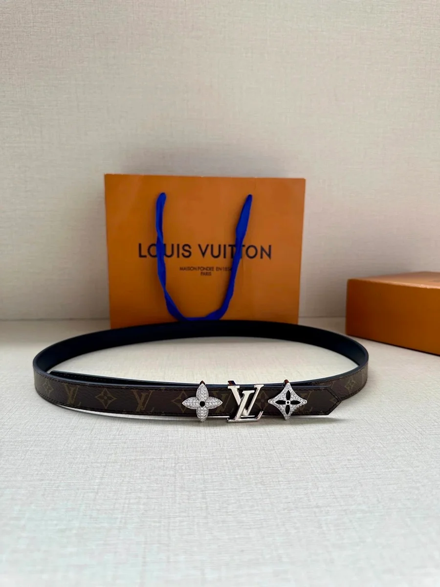 Louis Vuitton Louis Vuitton Monogram Brown Crystal Buckle Belt Brown