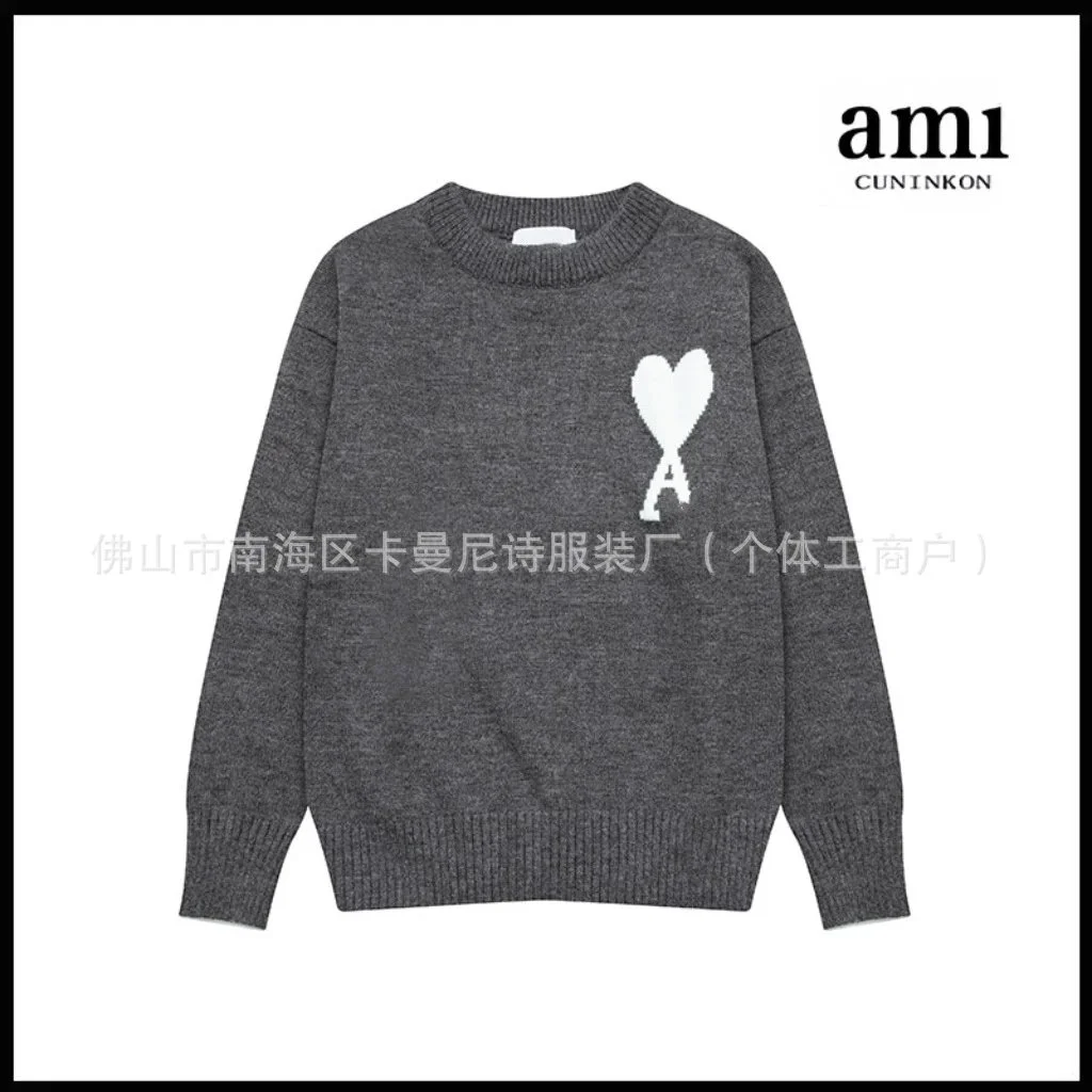 am1 am1 A8143 Heart Knit Sweater in Deep Grey Grey - 1