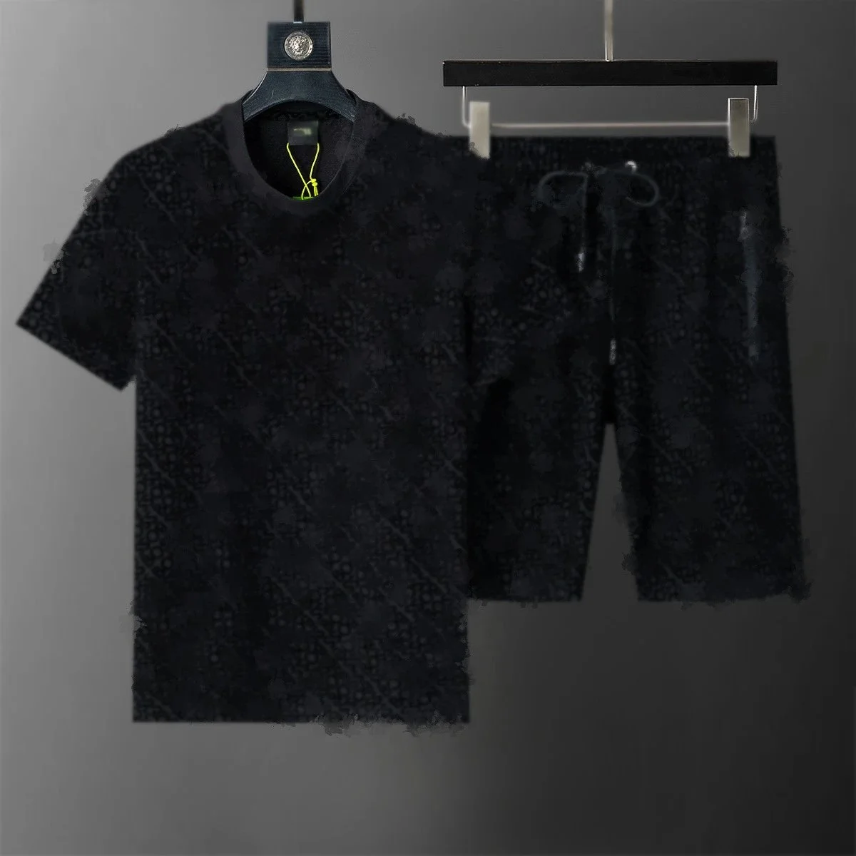 Other Black Floral Print Set - T-Shirt & Shorts Black - 1