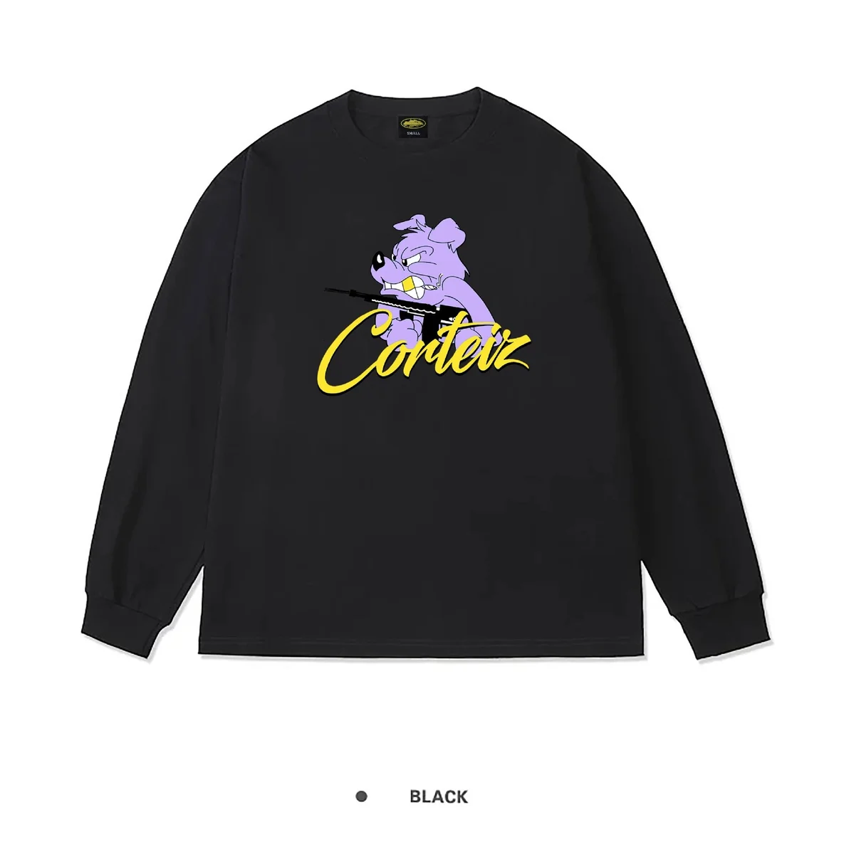 Corteiz Corteiz Dog Print Long Sleeve T-Shirt Black Black - 1