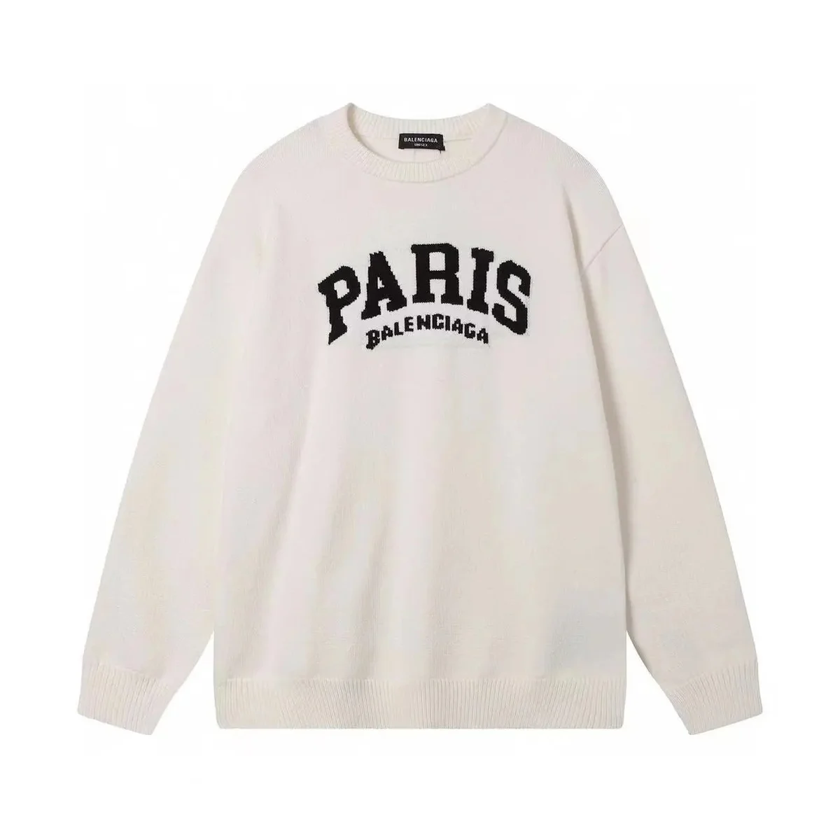 Balenciaga Balenciaga Paris Cream Knit Sweater Cream - 1
