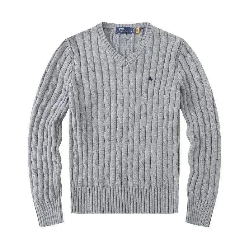 Polo Ralph Lauren Polo Ralph Lauren Cable Knit V-Neck Sweater Grey Grey - 1
