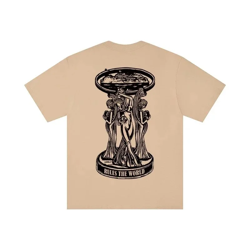 Other Unisex Beige 'Rules the World' Graphic T-Shirt Beige - 1