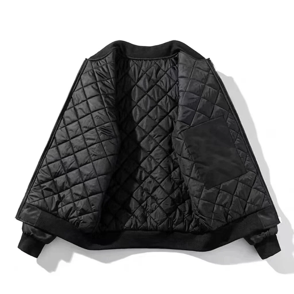 Other Black Thick Unisex Quilted Bomber Jacket Black - 1