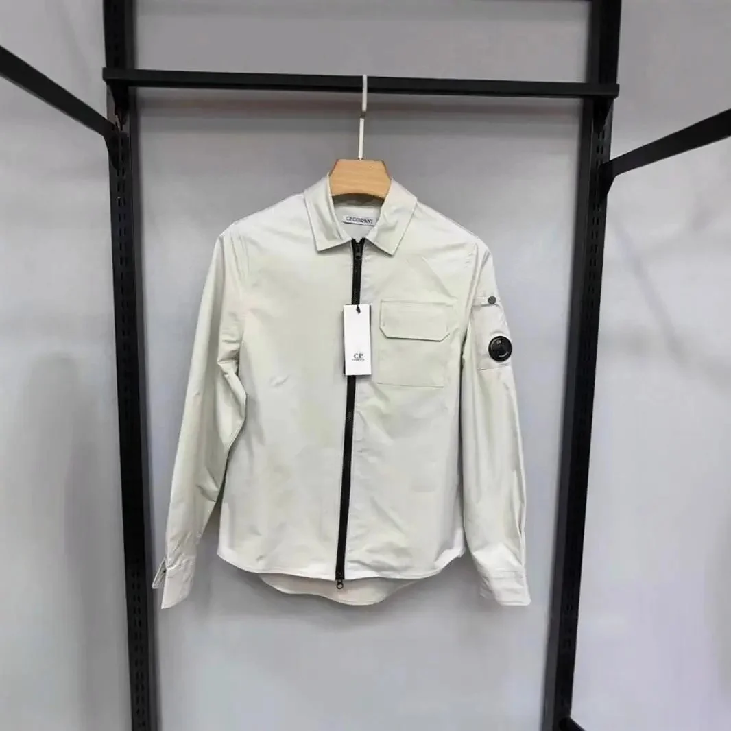 CP Company CP Company Goggle Zip-Up Shirt in Off White Tops White - 1
