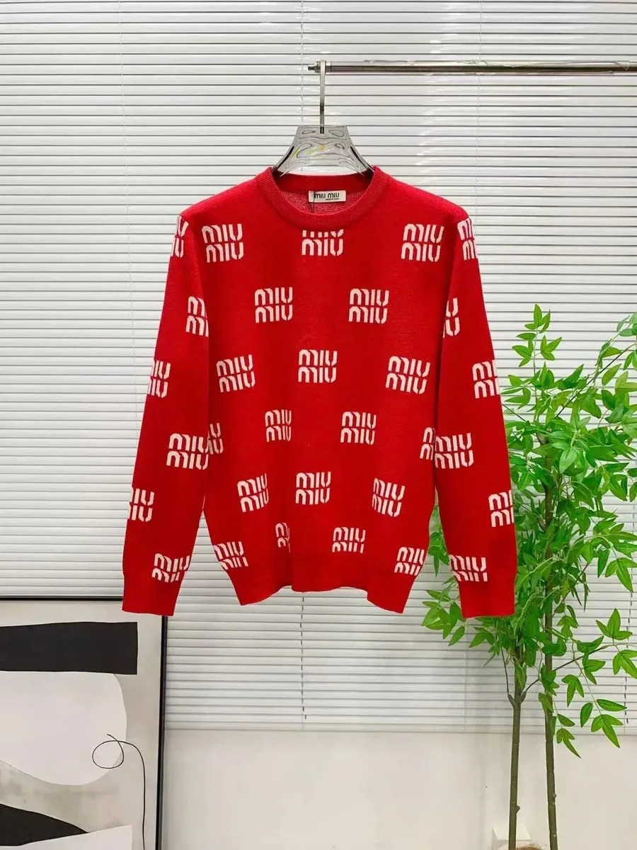 Miu Miu Miu Miu Miu Miu Red/White Logo Sweater Red