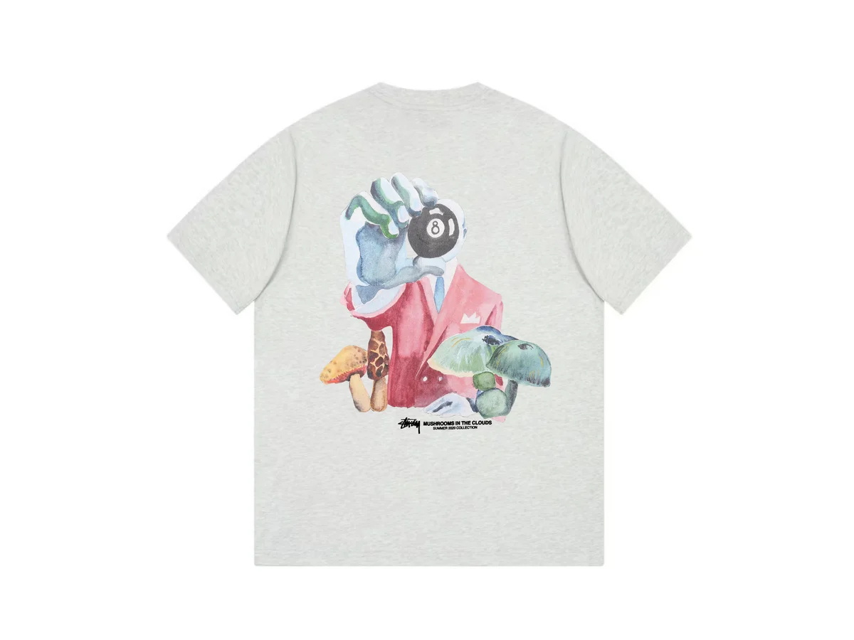 Stussy Stussy Stüssy Mushrooms in the Clouds Grey T-Shirt Grey - 1