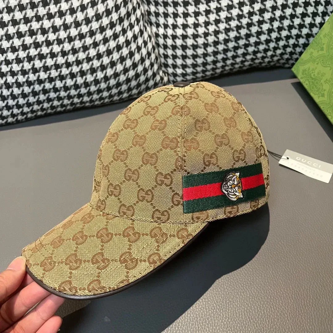Gucci Gucci GG Supreme Beige Cap with Tiger Patch Headwear Beige - 1