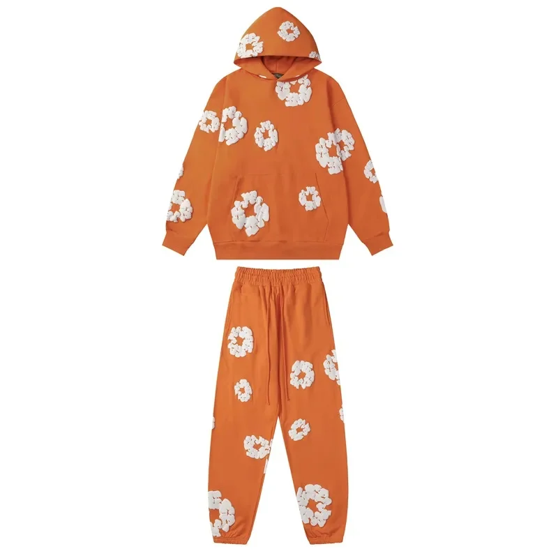 Other Orange White Floral Print Tracksuit Set Orange - 1