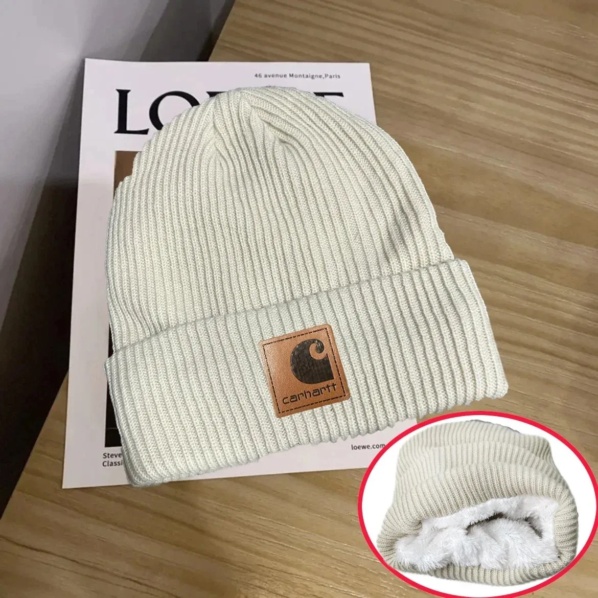 Carhartt Carhartt C标--米色加绒款 Beanie Beige - 1