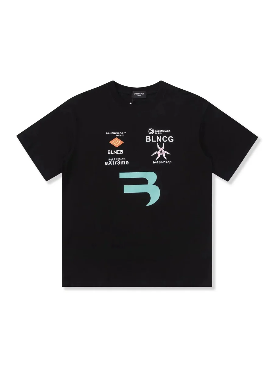 Balenciaga Balenciaga Black/Mint Multi-Logo T-Shirt Black