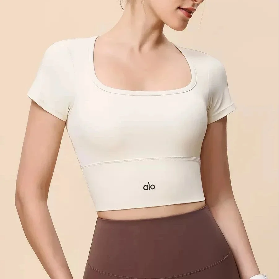 Alo Yoga Alo Cream White Crop Top Fitness Cream - 1