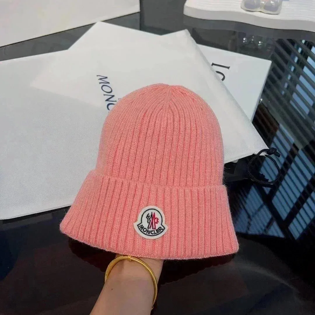 Moncler Pink Logo Beanie Hat