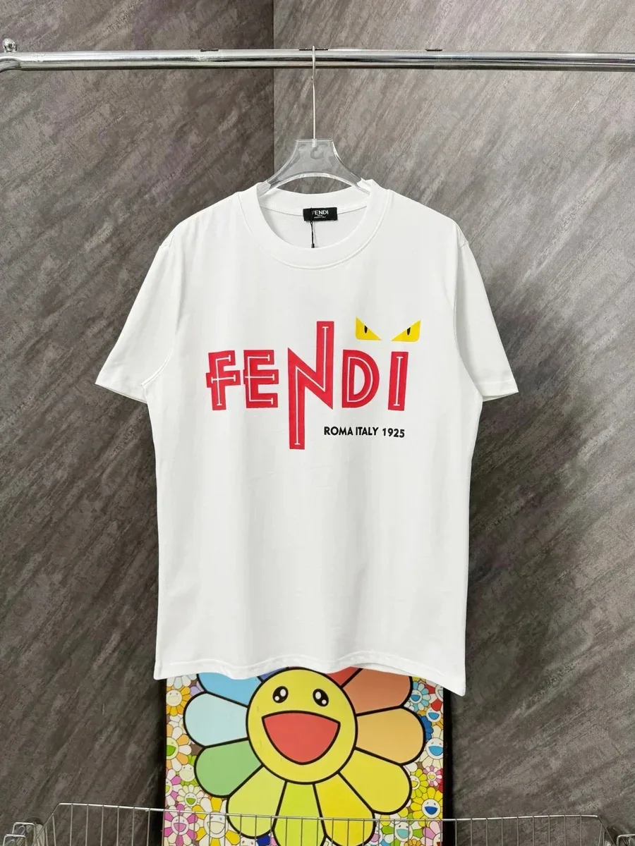 Fendi Fendi White/Red Logo T-Shirt White