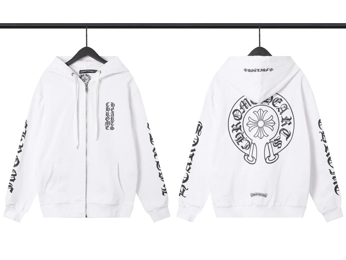 Chrome Hearts Chrome Hearts White CH Cross Zip-Up Hoodie White - 1