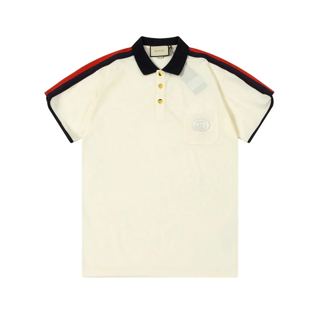 Gucci Gucci White Red & Navy Stripe Polo Shirt White - 1