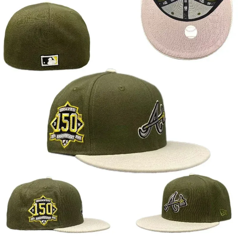 New Era New Era 59FIFTY Olive & White Atlanta Braves Cap White - 1
