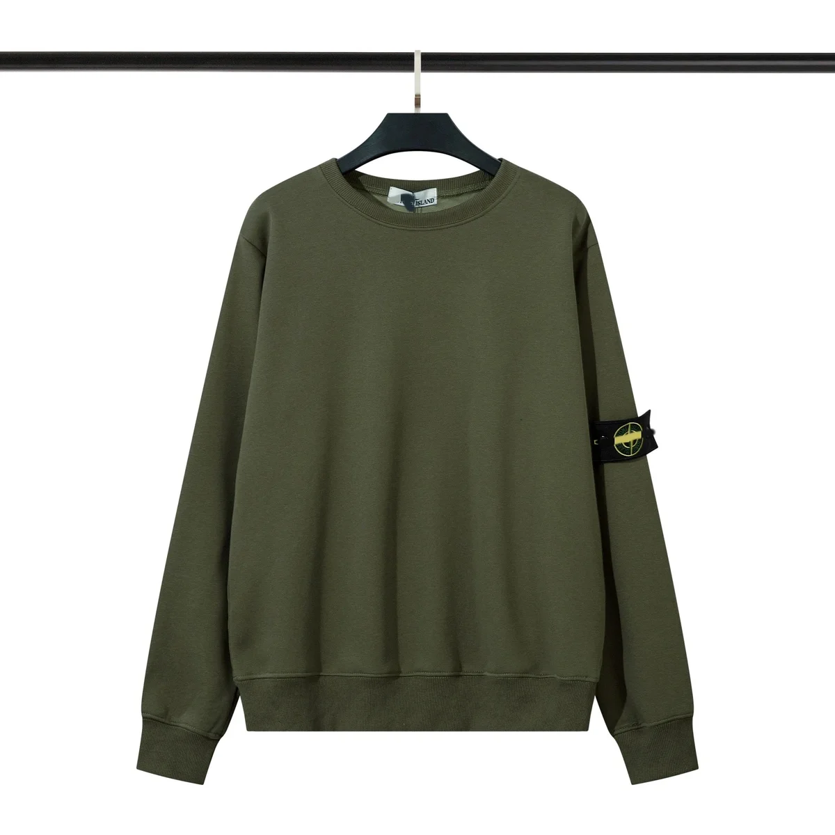 Stone Island Stone Island Olive Green Fleece Lined Crewneck Sweatshirt Green