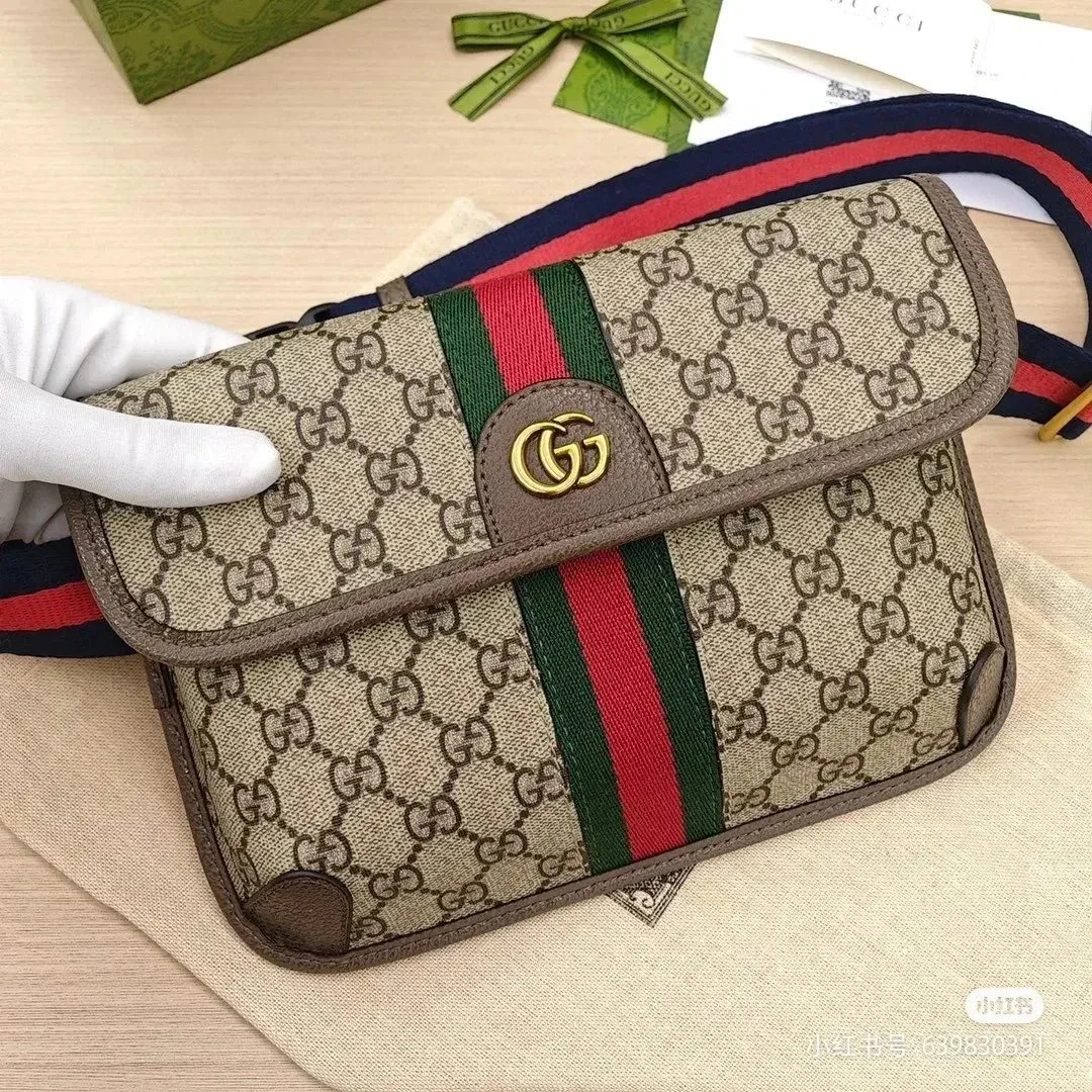 Gucci Gucci GG Supreme Web Stripe Belt Bag Beige - 1
