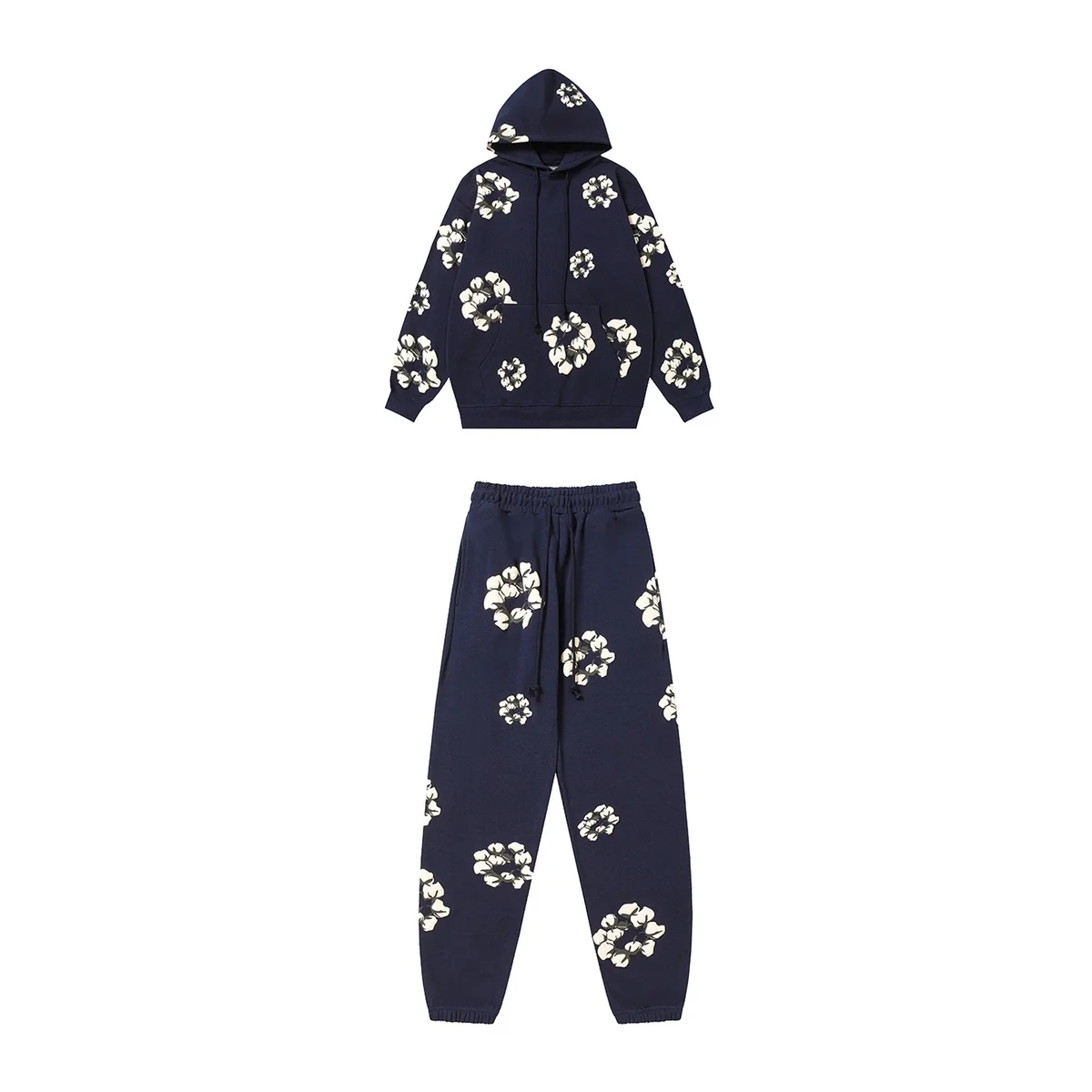 Other Floral Print Hoodie & Pants Set in 4宝蓝 Navy - 1