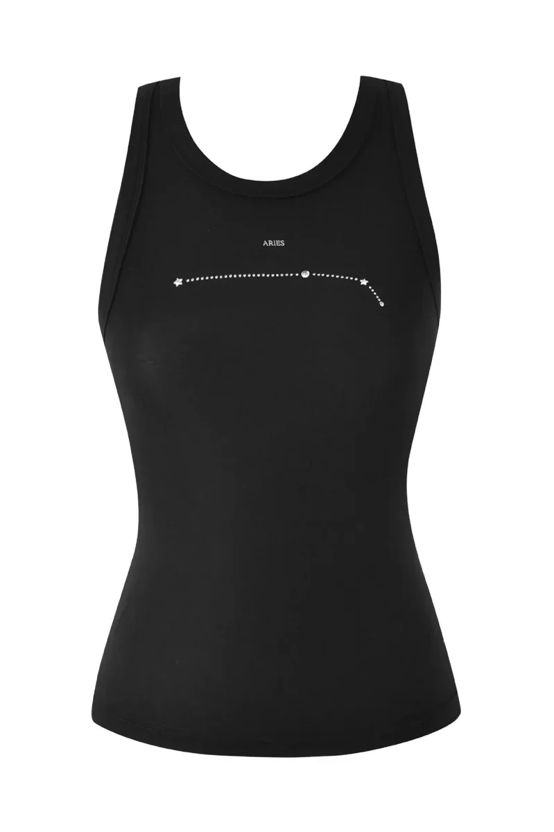 Other Black Aries Zodiac Tank Top Black - 1