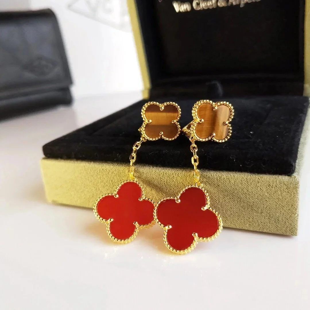 Van Cleef & Arpels Van Cleef & Arpels Alhambra Red and Tiger's Eye Earrings Multicolor