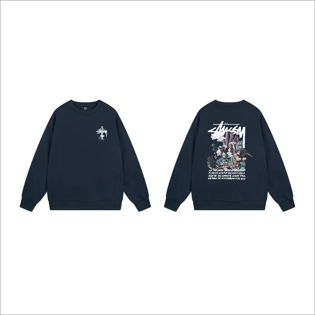 Stussy Stussy Stüssy Graphic Crewneck Sweatshirt Navy Navy - 1