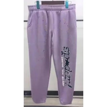 SP5DER SP5DER Lavender Rhinestone Spider Sweatpants Purple - 1
