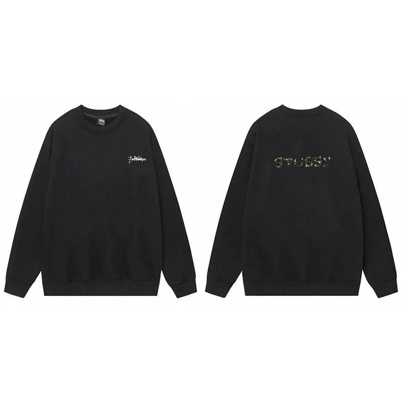 Stussy Stussy Stüssy Black Camo Print Crewneck Sweatshirt Black - 1