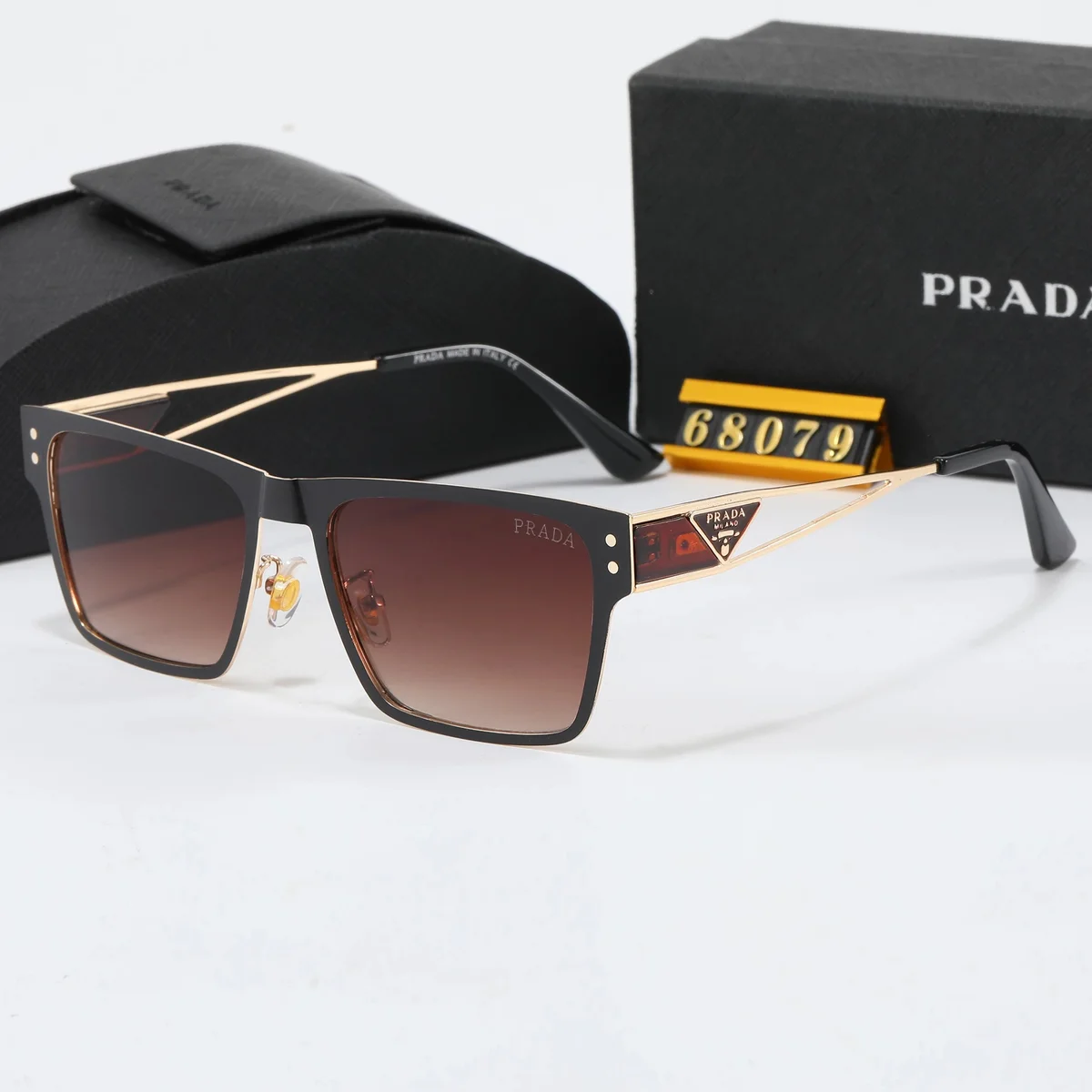 Prada Prada Gradient Brown Rectangle Sunglasses Brown
