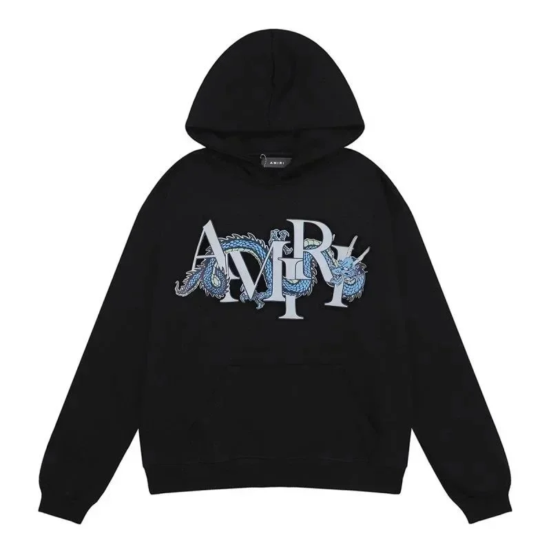 Amiri Amiri Dragon Embroidered Black Hoodie Black - 1
