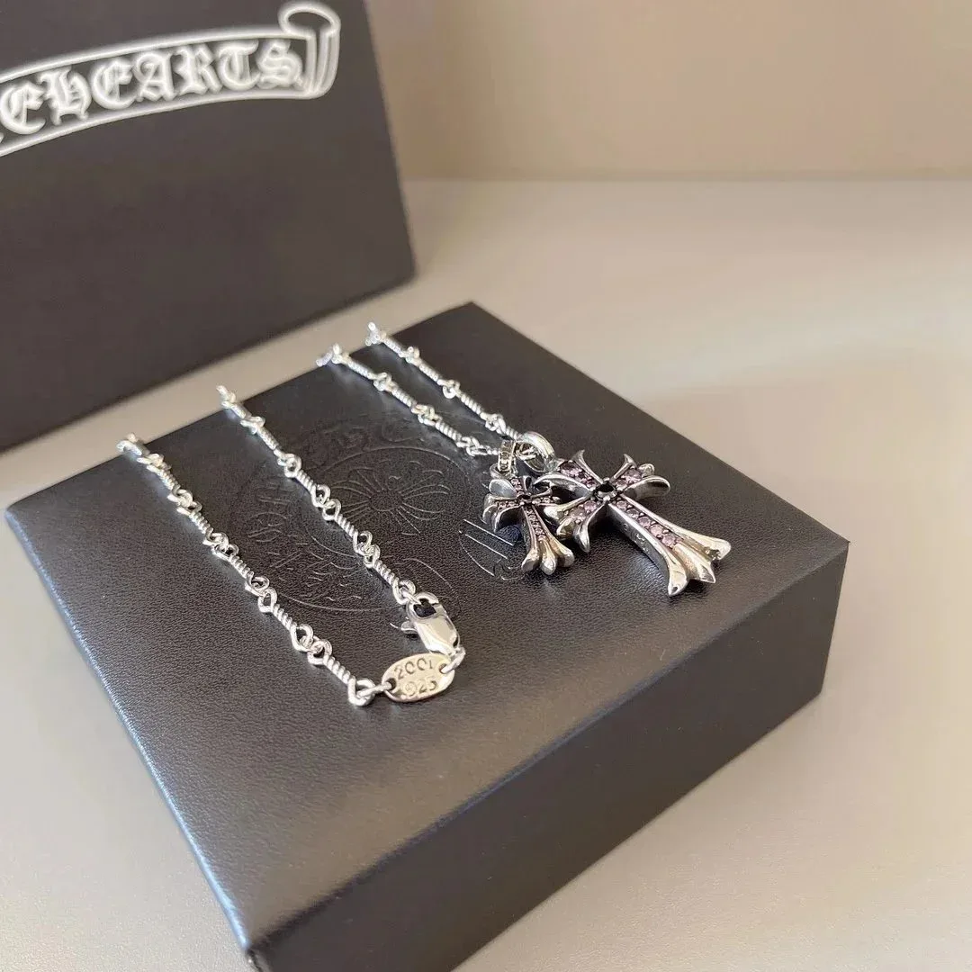 Chrome Hearts Chrome Hearts CH Cross Silver Necklace with Purple Accents Silver - 1