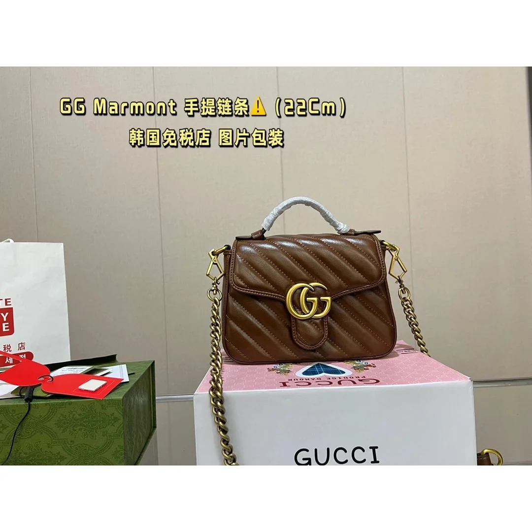 Gucci Gucci GG Marmont Brown Leather Handbag Brown - 1