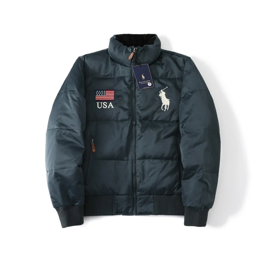 Polo Ralph Lauren Polo Ralph Lauren Classic Logo Indigo Blue USA Flag Embroidery Puffer Jacket Navy - 1